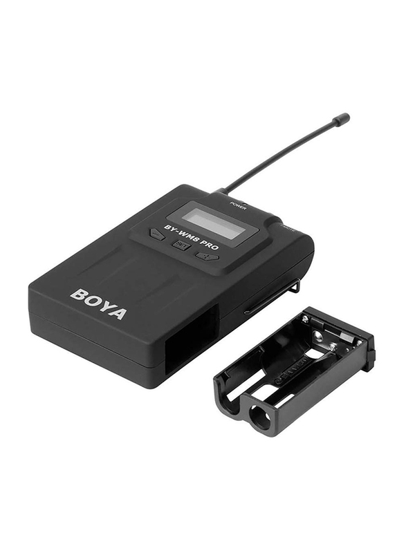 Boya By-WM8 Pro-K2 Uhf Dual-Channel Wireless Microphone Receiver+Transmitter A+B+ Lcd Screen for Canon Nikon/Sony/DSLR Camera, Black